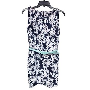 Chaps Size S Sleeveless Navy/Teal/White Dress